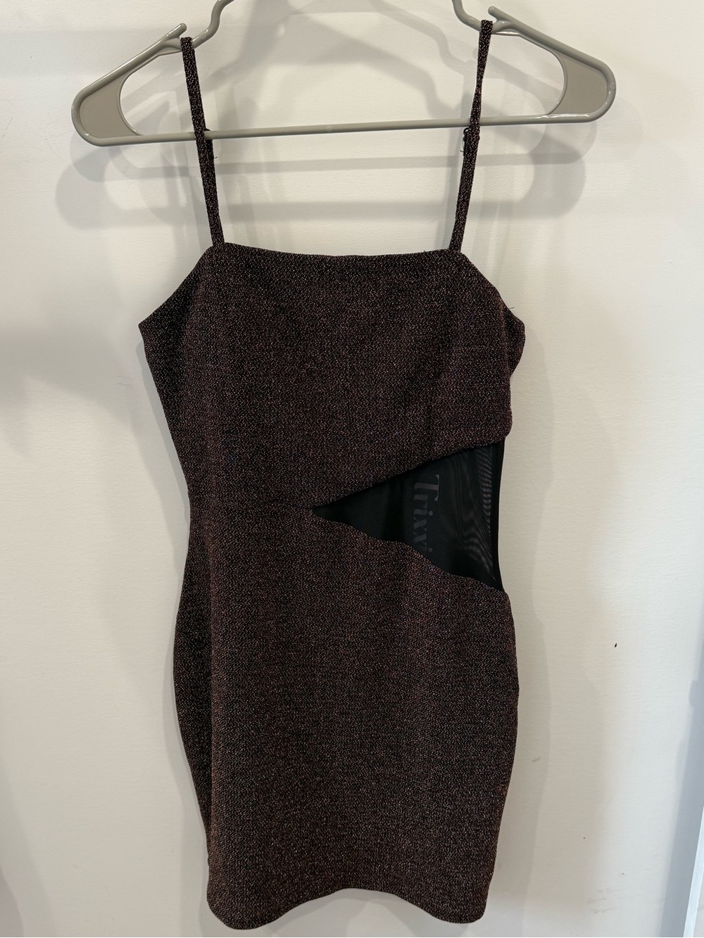 Trixxi Brown Sparkle Cutout Mini Dress size medium